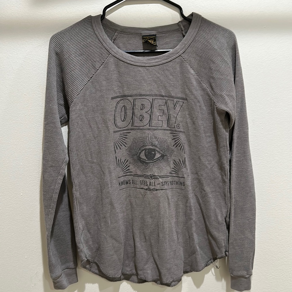 Obey grey graphic long sleeve tee